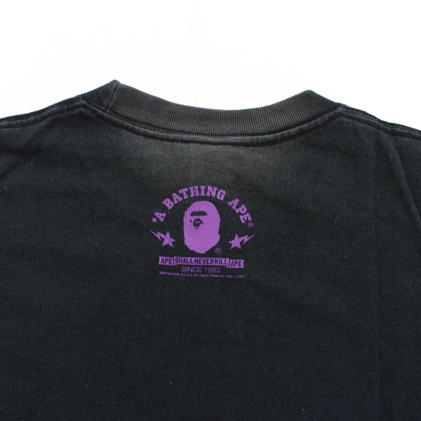 Bape Purple Flame College Logo Tee Black - SARUUK