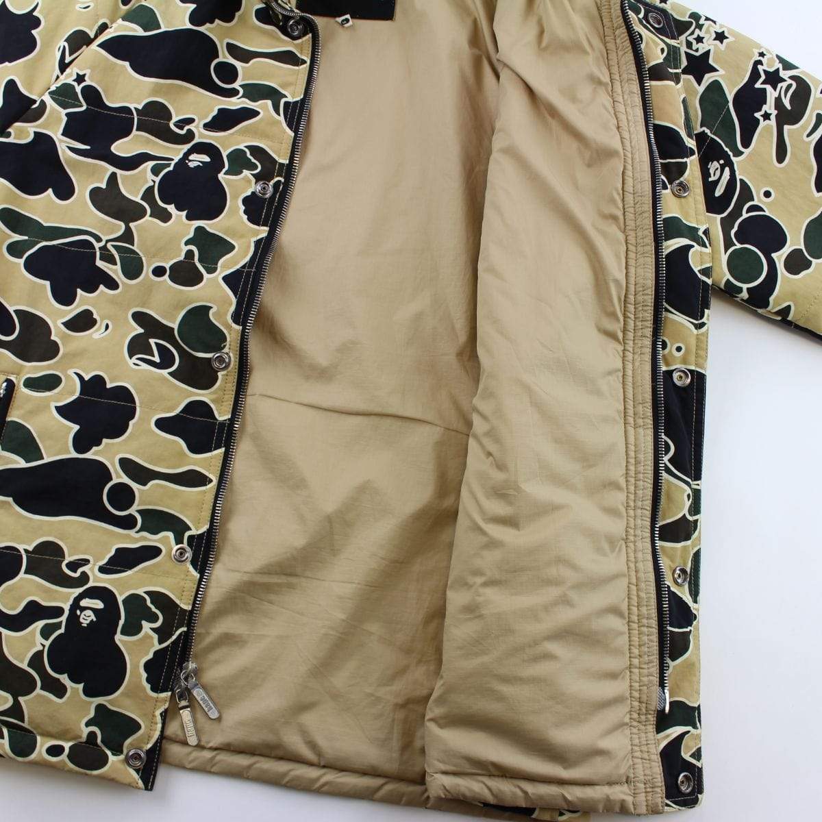 Bape Yellow Psyche Camo Puffer Coat Hood - SaruGeneral
