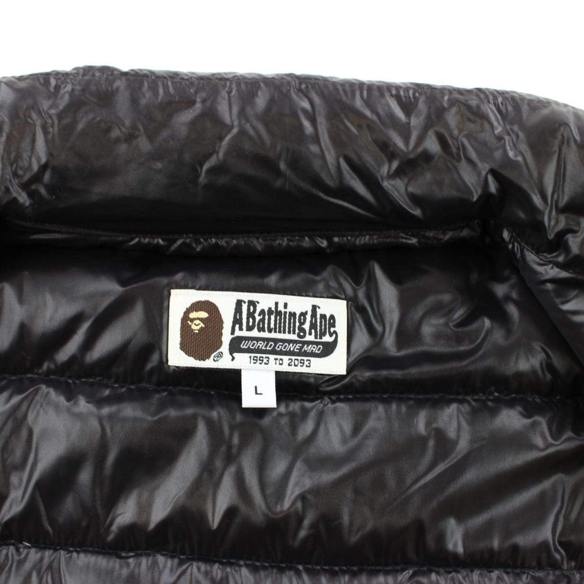 Bape Text Puffer Jacket Black - SaruGeneral