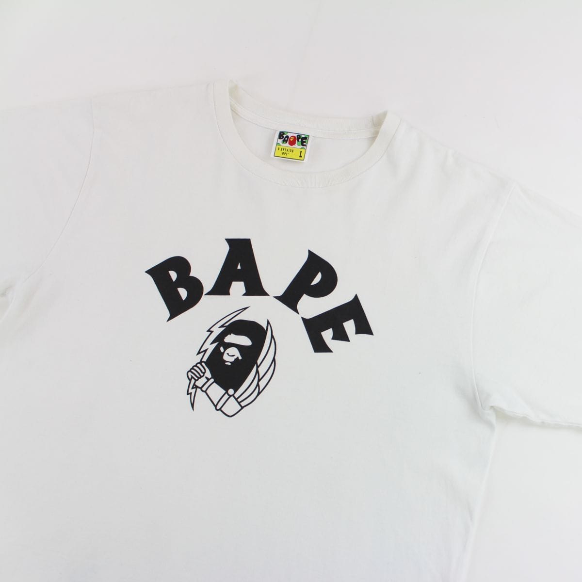 Bape Thunderbolt Ape Face Tee White - SARUUK