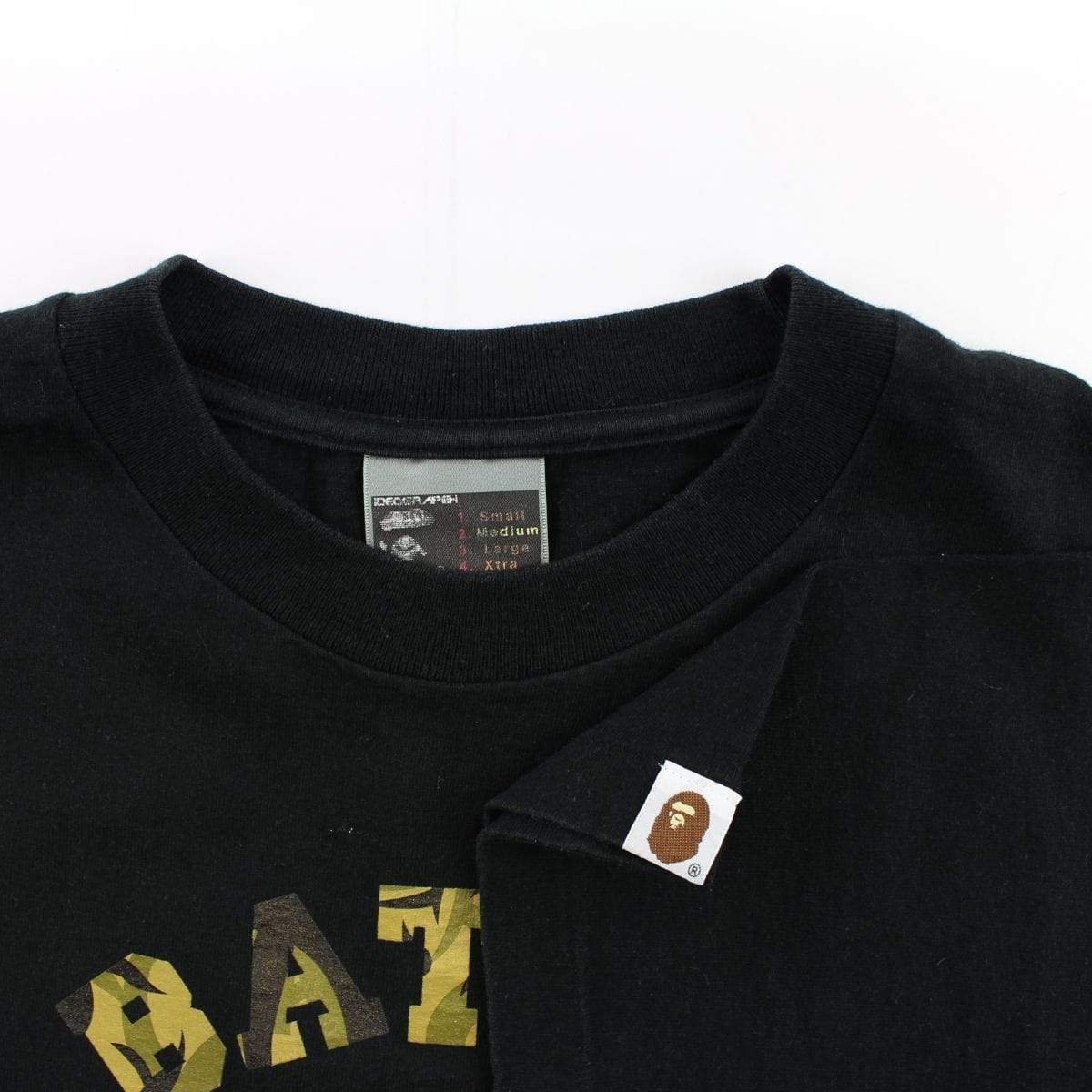 Bape Tribal Angry Face College Logo Tee Black - SaruGeneral