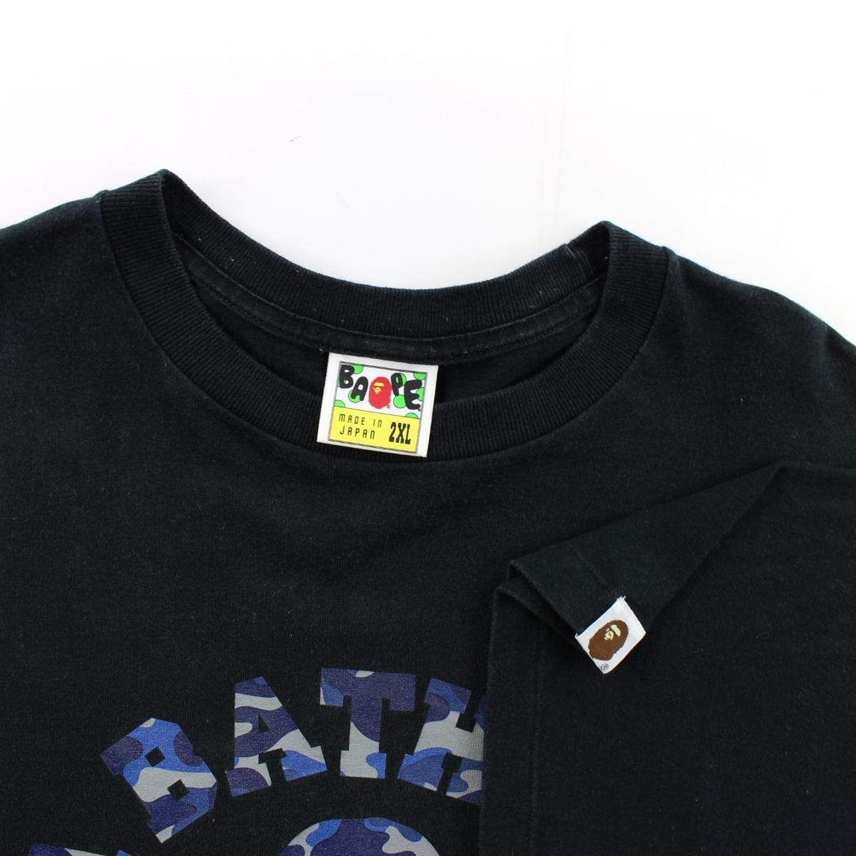 Bape Blue Camo College Logo Tee Black - SaruGeneral
