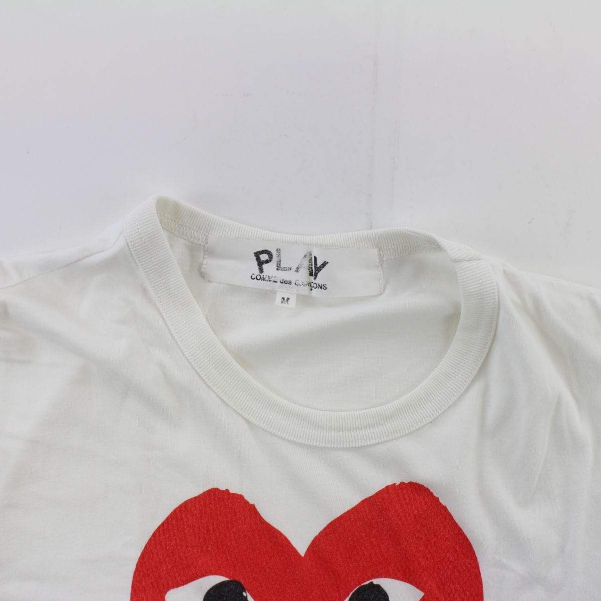 Bape x CDG Heart Text Tee White - SaruGeneral