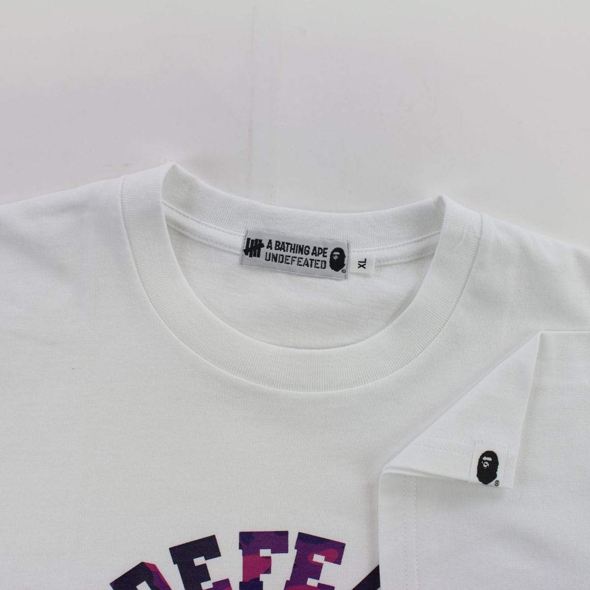 Bape x UNDFTD Purple Camo College Logo Tee White - SaruGeneral