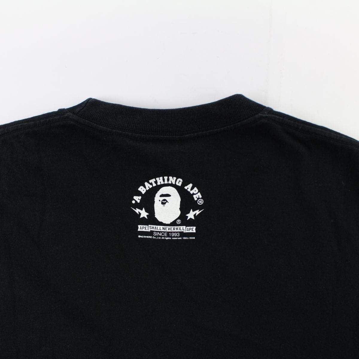 Bape Milo Orange Yellow Shark Face Tee Black - SaruGeneral