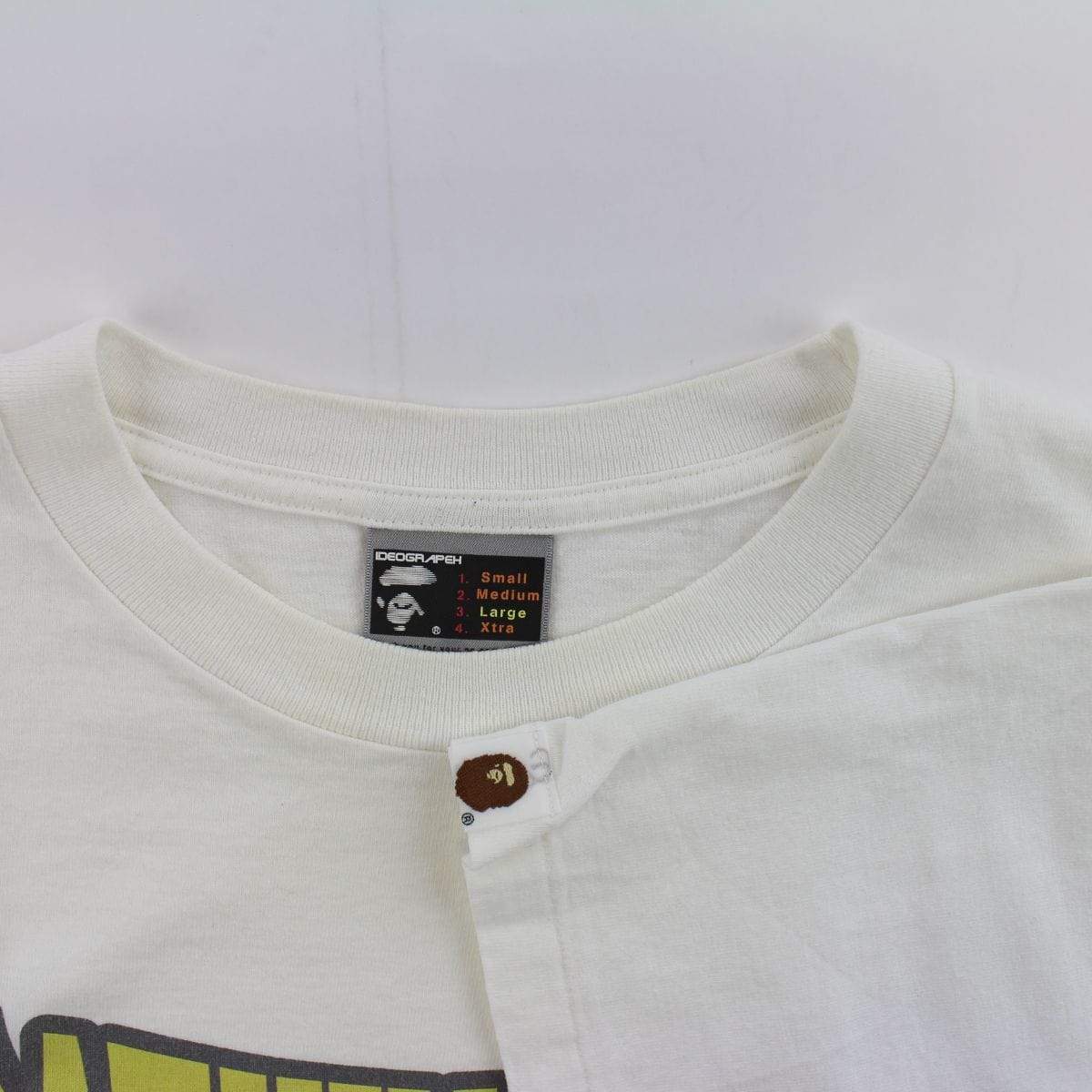 Bape Spaceman Bathing Ape Text Tee White - SaruGeneral