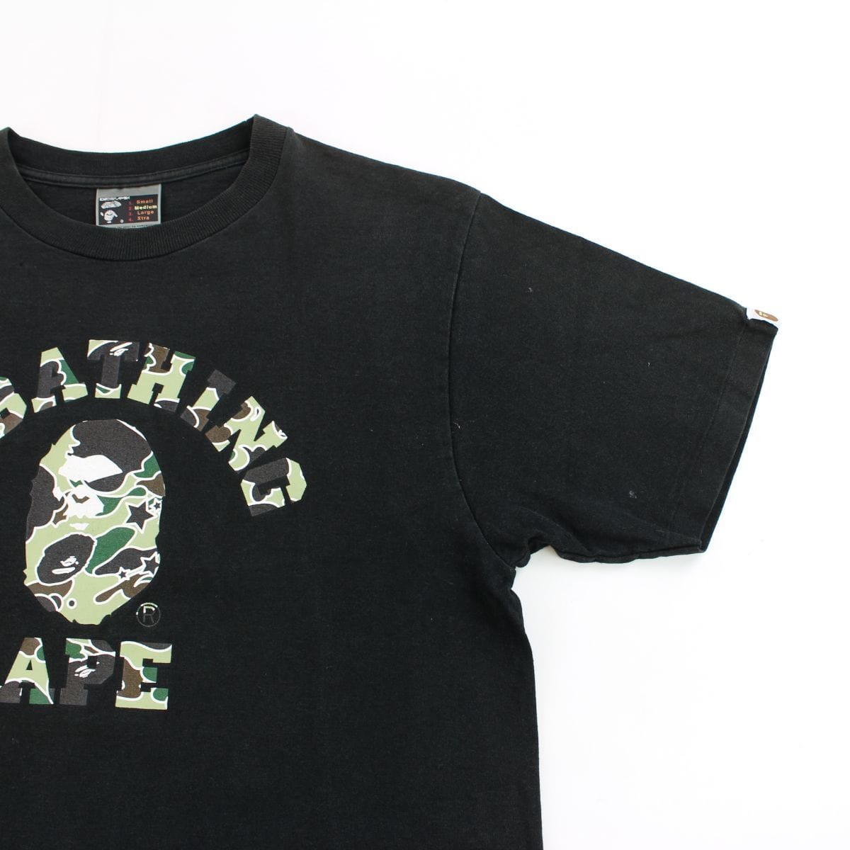 Bape Green Camo College Logo Tee Black - SARUUK
