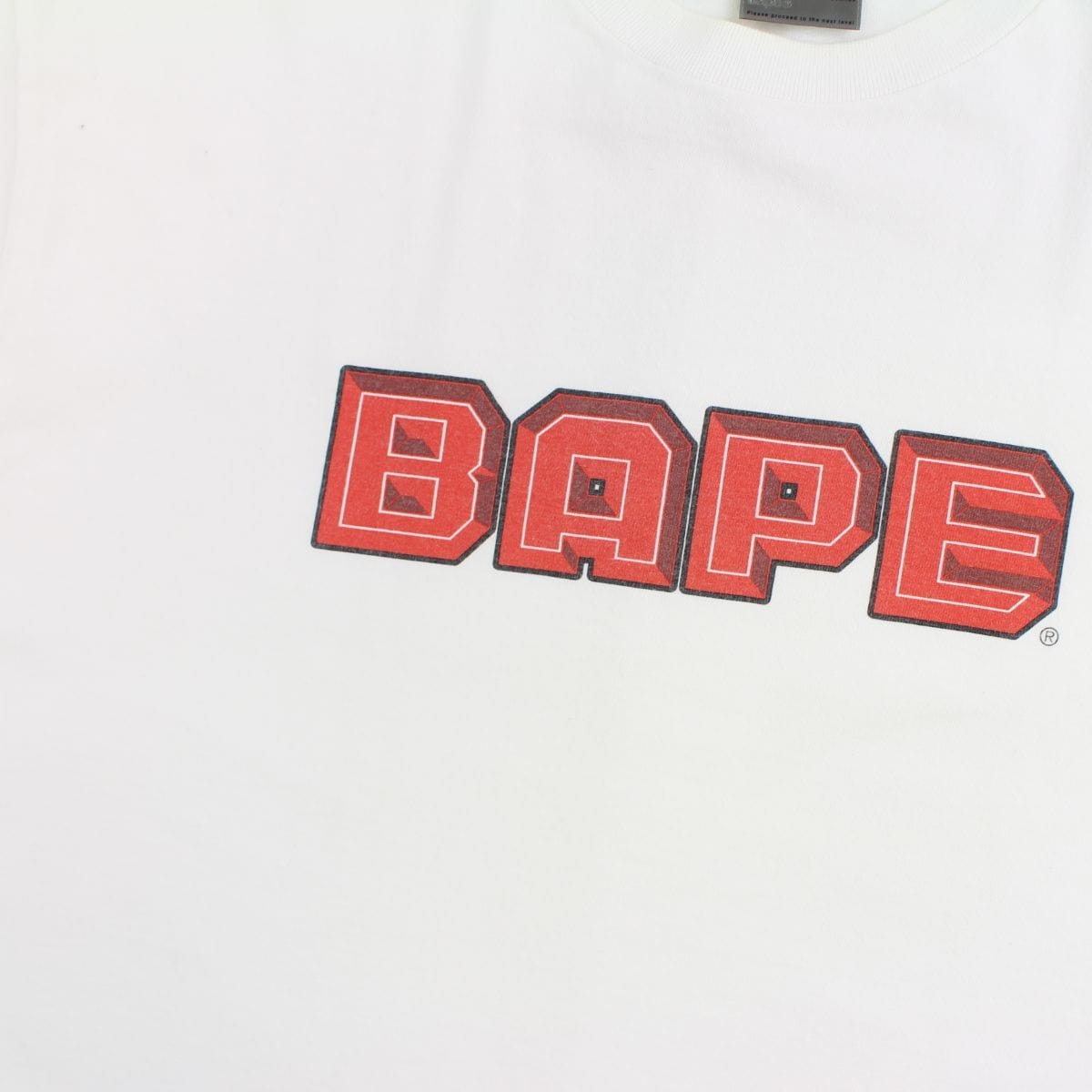 Bape Red Text Tee White - SARUUK