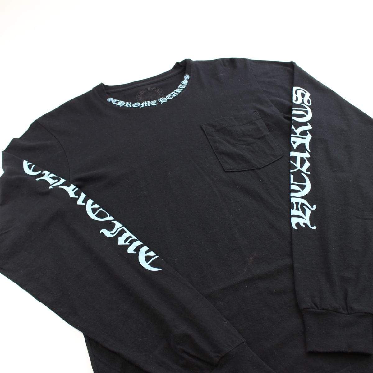 chrome hearts teal neckline text ls black - SaruGeneral