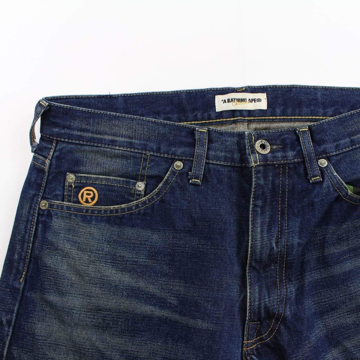 Bape Blue Text Jeans - SaruGeneral