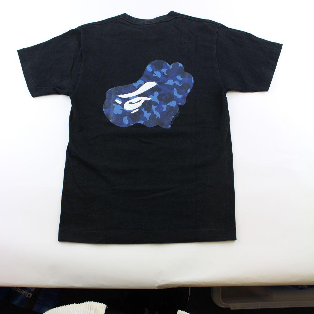 Bape Blue Camo Text Tee Black - SaruGeneral