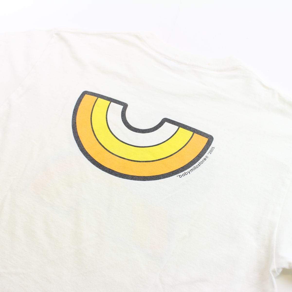 Bape baby milo orange rainbow logo tee white - SaruGeneral