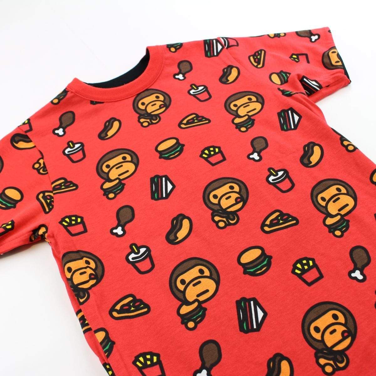 Bape baby milo food monogram tee red reversible - SaruGeneral