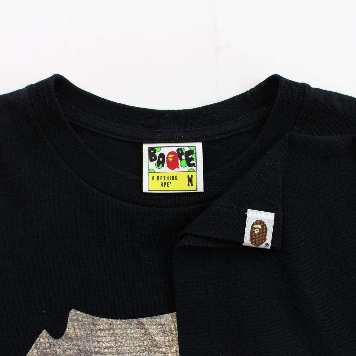 bape silver foil ape face logo tee black - SaruGeneral