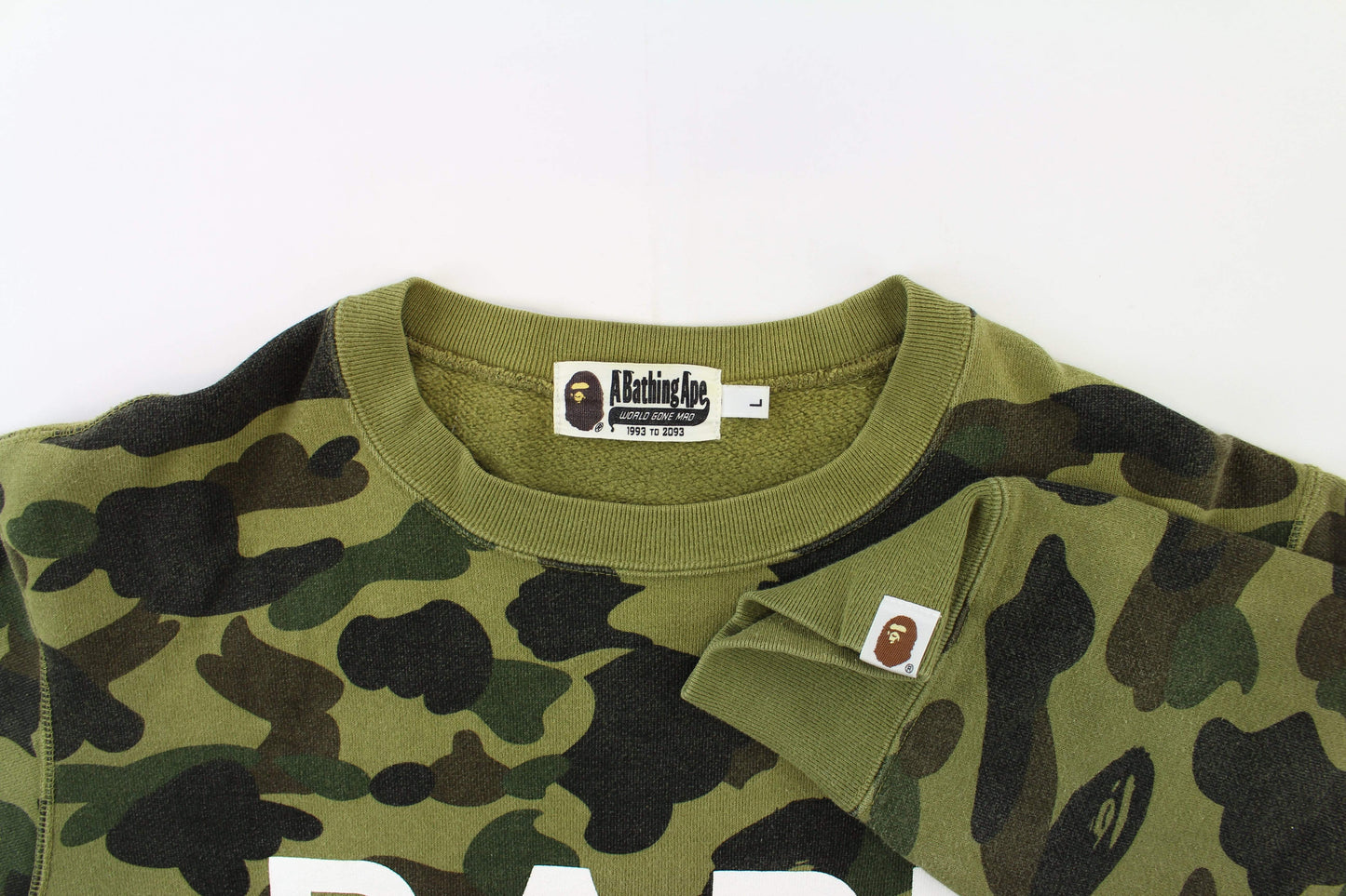 Bape Text 1st Green Camo Crewneck - SaruGeneral
