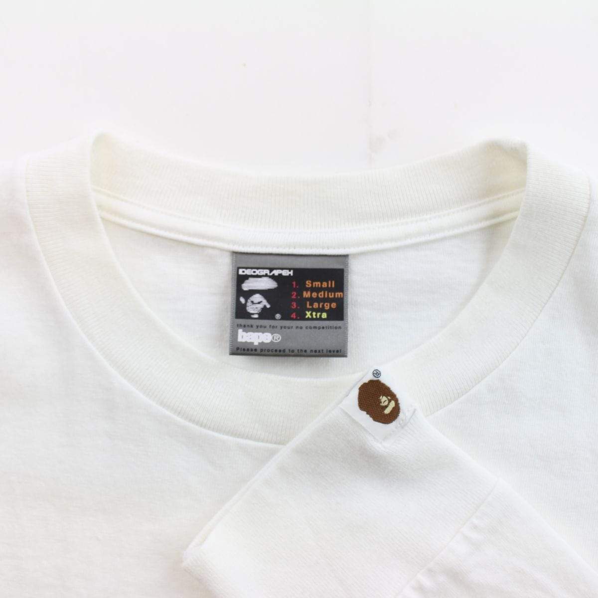 bape red angry college logo ls white - SaruGeneral