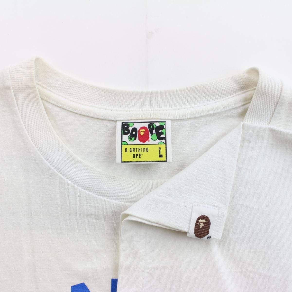 bape red blue college logo tee white - SaruGeneral