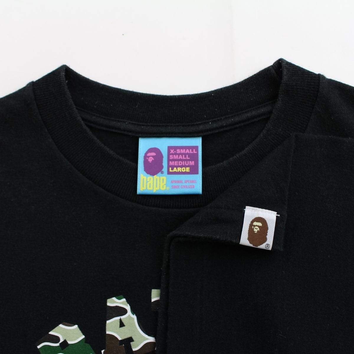 bape green psyche camo college logo tee black - SaruGeneral