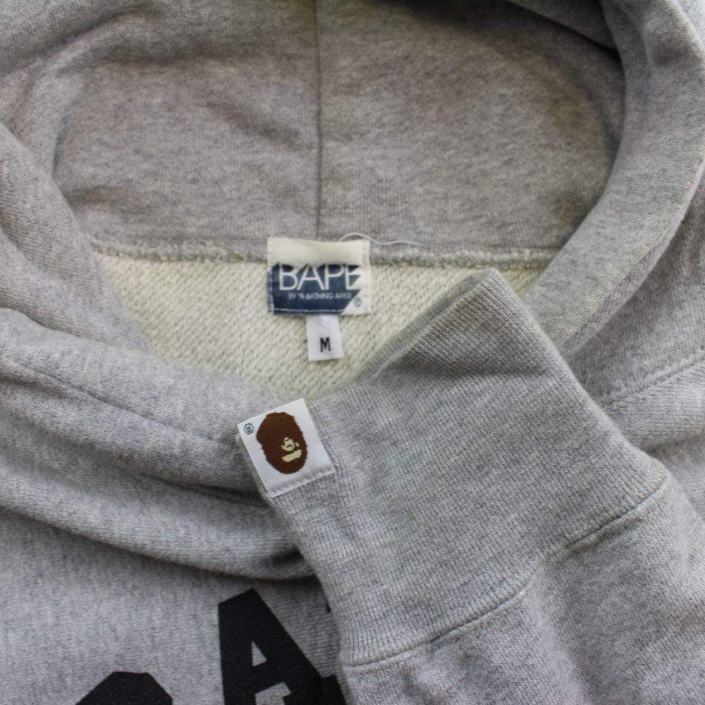 Bape Black College Logo Swarovski Eyes Hoodie Grey - SaruGeneral