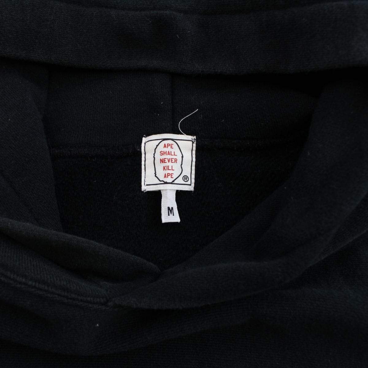 bape bathingape text hoodie black - SaruGeneral