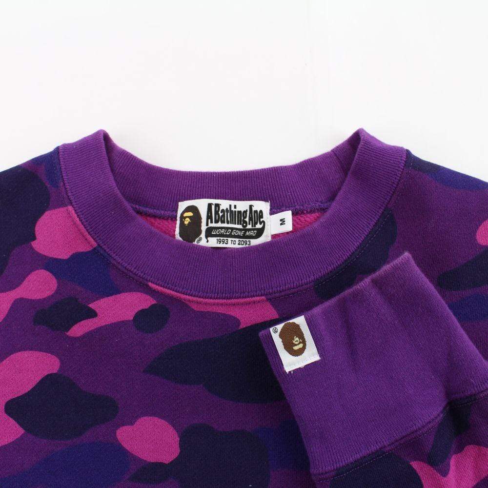 Bape Purple Camo Text Crewneck - SaruGeneral