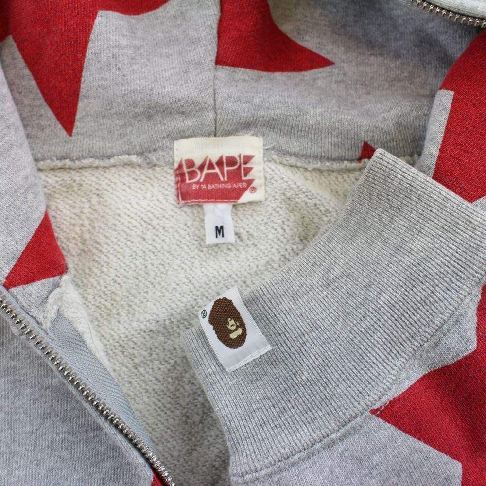 Bape Red Bapesta All Over Print Hoodie Grey - SaruGeneral