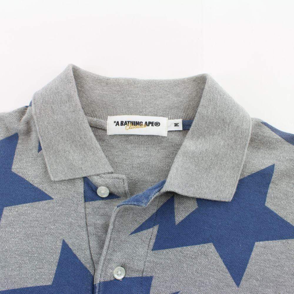 Bape Blue Bapesta All Over Print Polo Grey - SaruGeneral