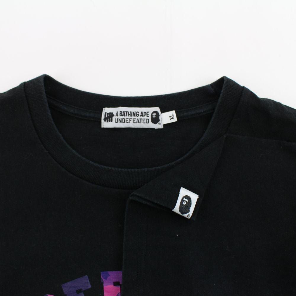 Bape x Undefeated Purple Camo College Logo Tee Black - SaruGeneral