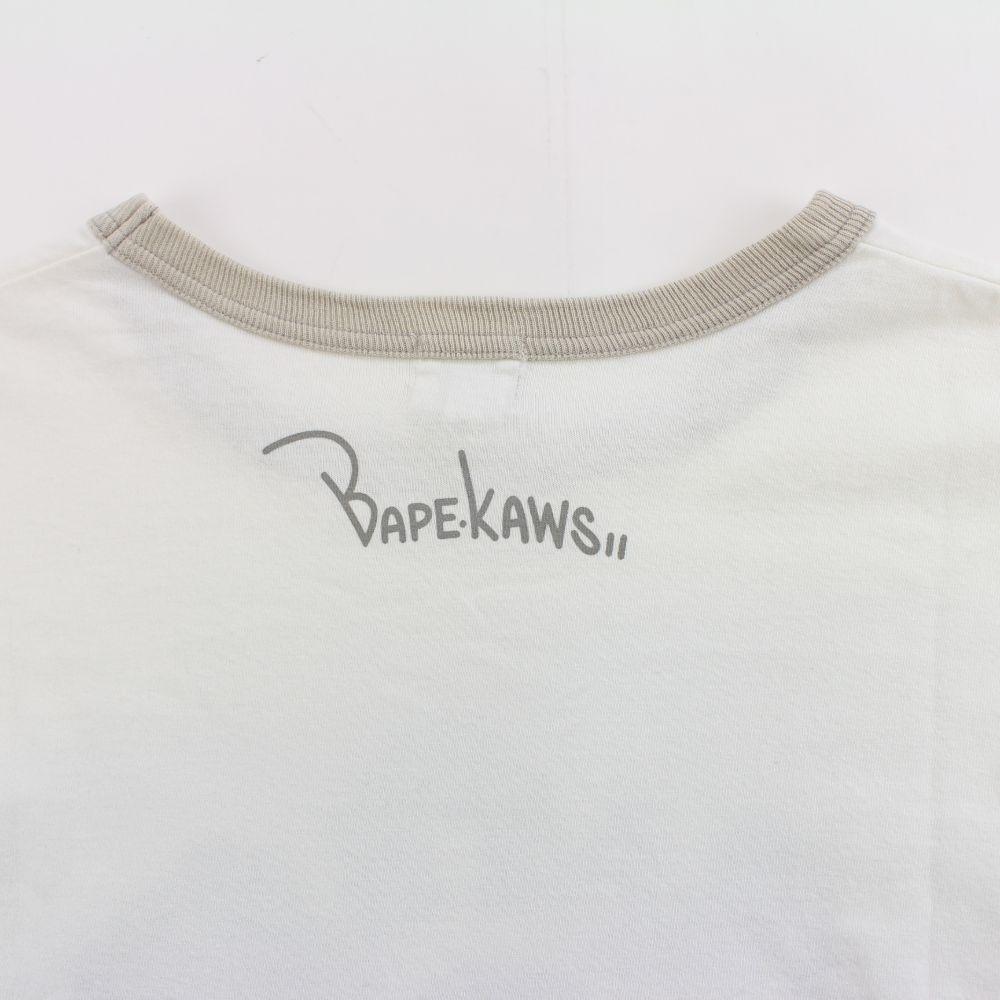 Bape x Kaws College Logo LS White - SaruGeneral