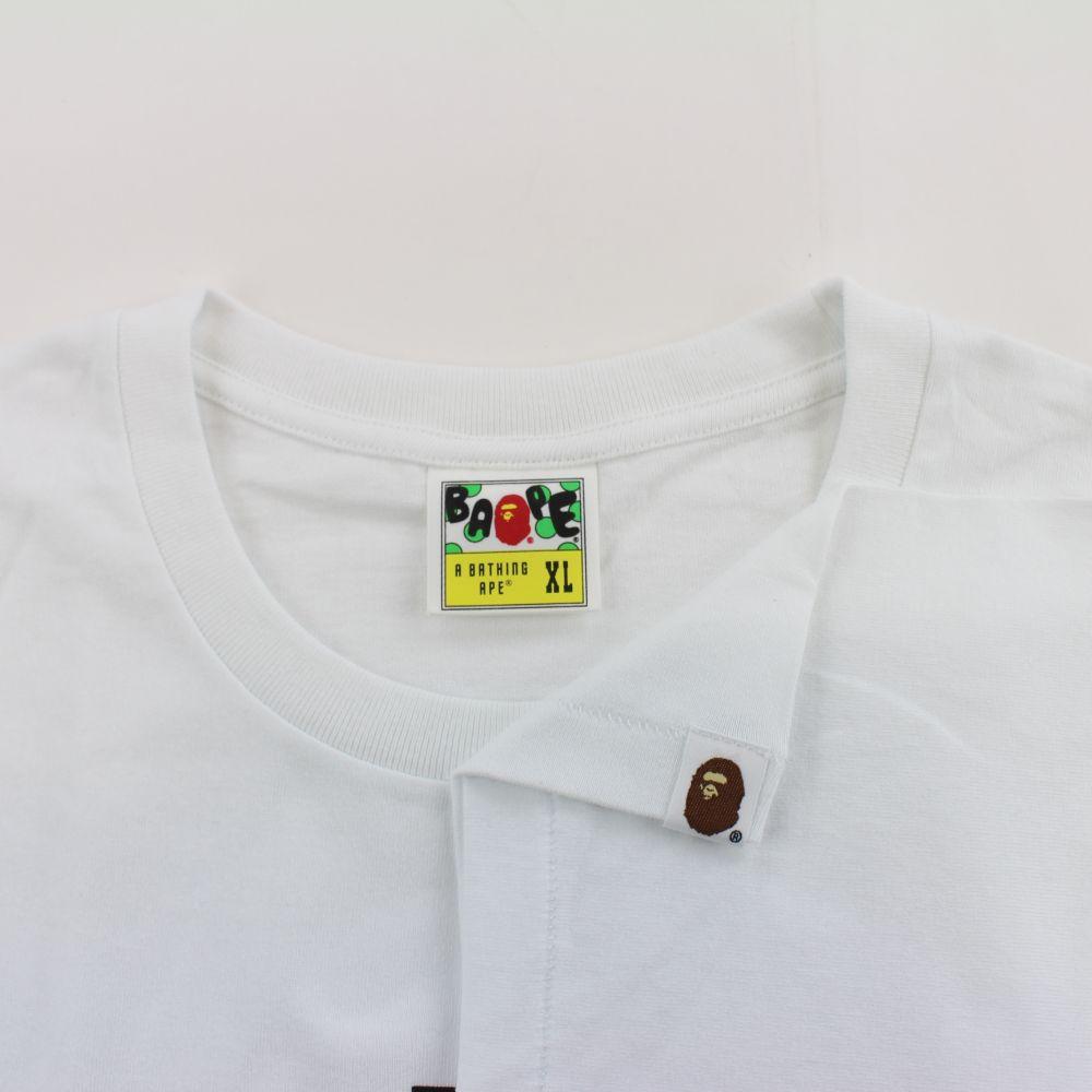 Bape ABC Blue Flame Camo College Logo Tee White - SaruGeneral