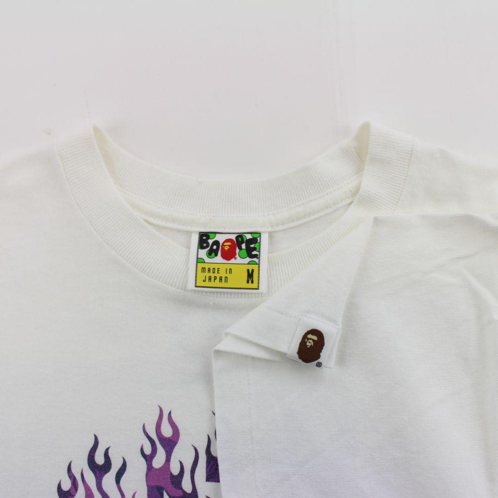 Bape Purple Flame Camo College Logo Tee White - SaruGeneral