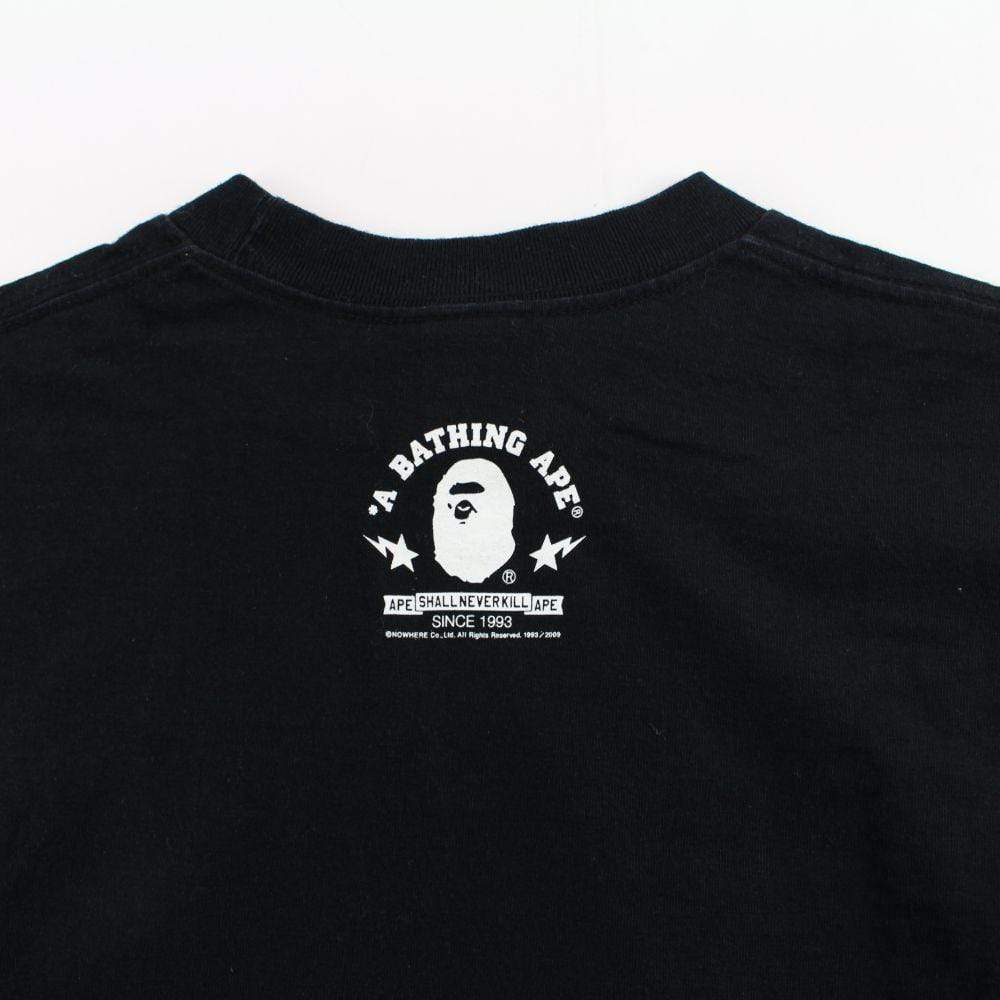 Bape White Flame Text Tee Black - SaruGeneral