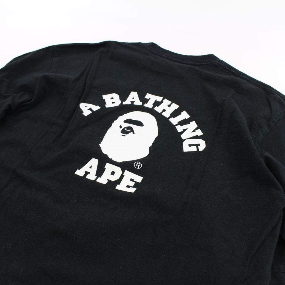 Bape Point Head College Logo LS Black - SaruGeneral