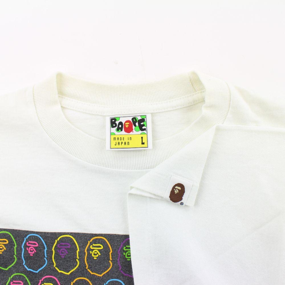 Bape Multi Neon Ape Heads Tee White - SaruGeneral