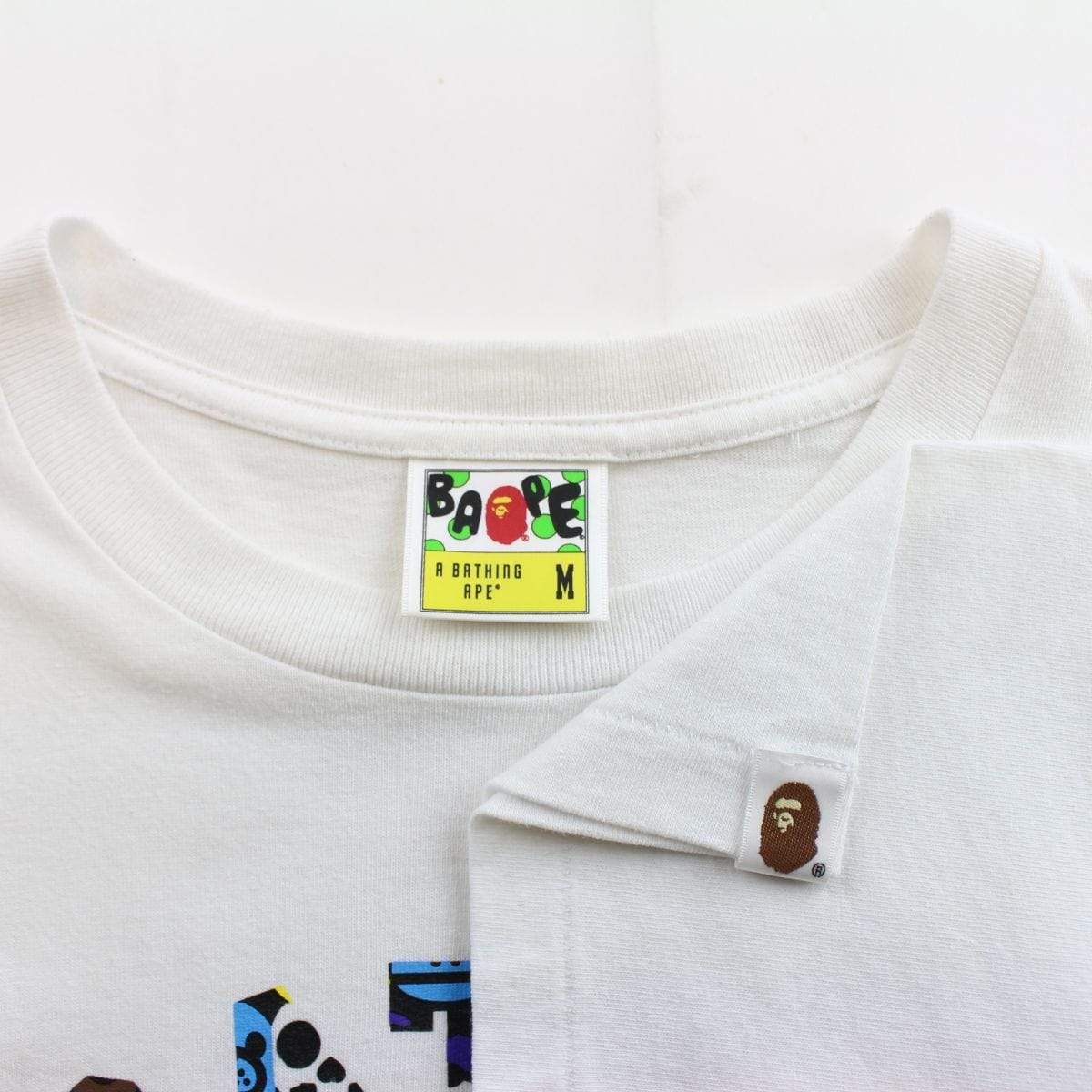 bape baby milo characters college logo tee white - SaruGeneral