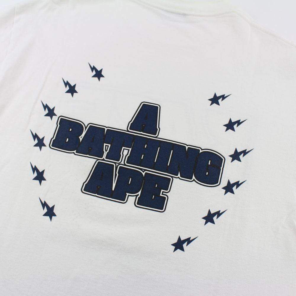 Bape Blue Gradient Kiss Logo Tee White - SaruGeneral