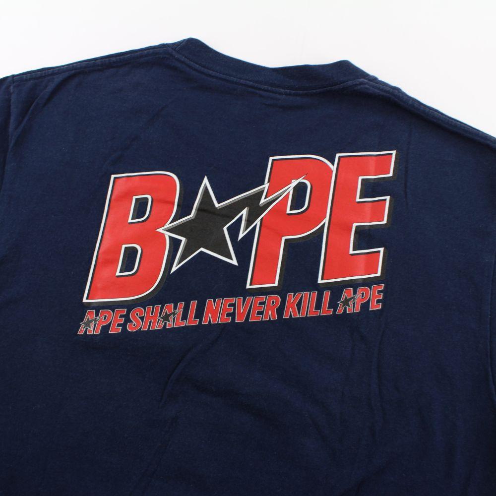 Bape Red Bapesta Logo Tee Black - SaruGeneral
