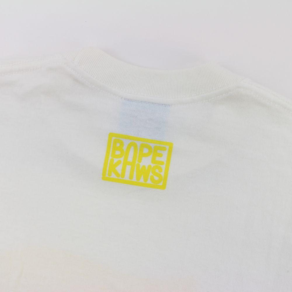 Bape x Kaws Yellow Ape Face Logo Tee White - SaruGeneral