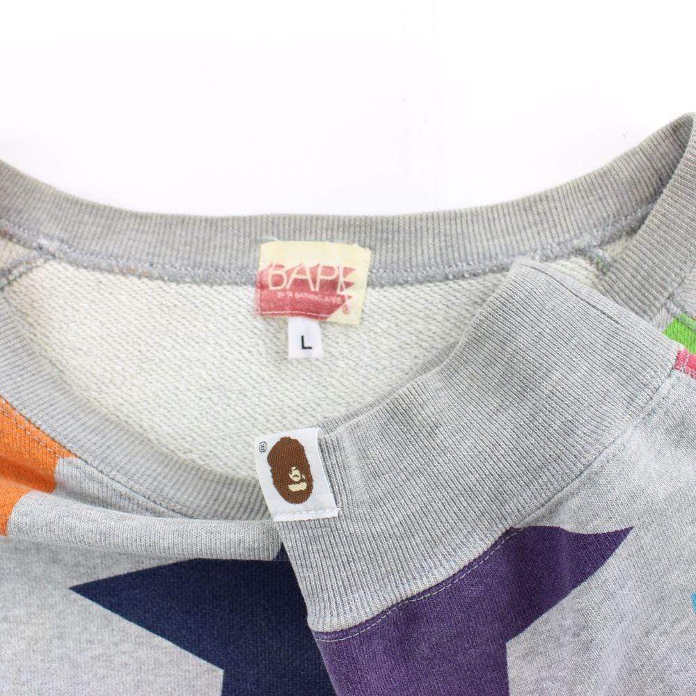 Bape Multi Bapesta Logo Crewneck Grey - SaruGeneral