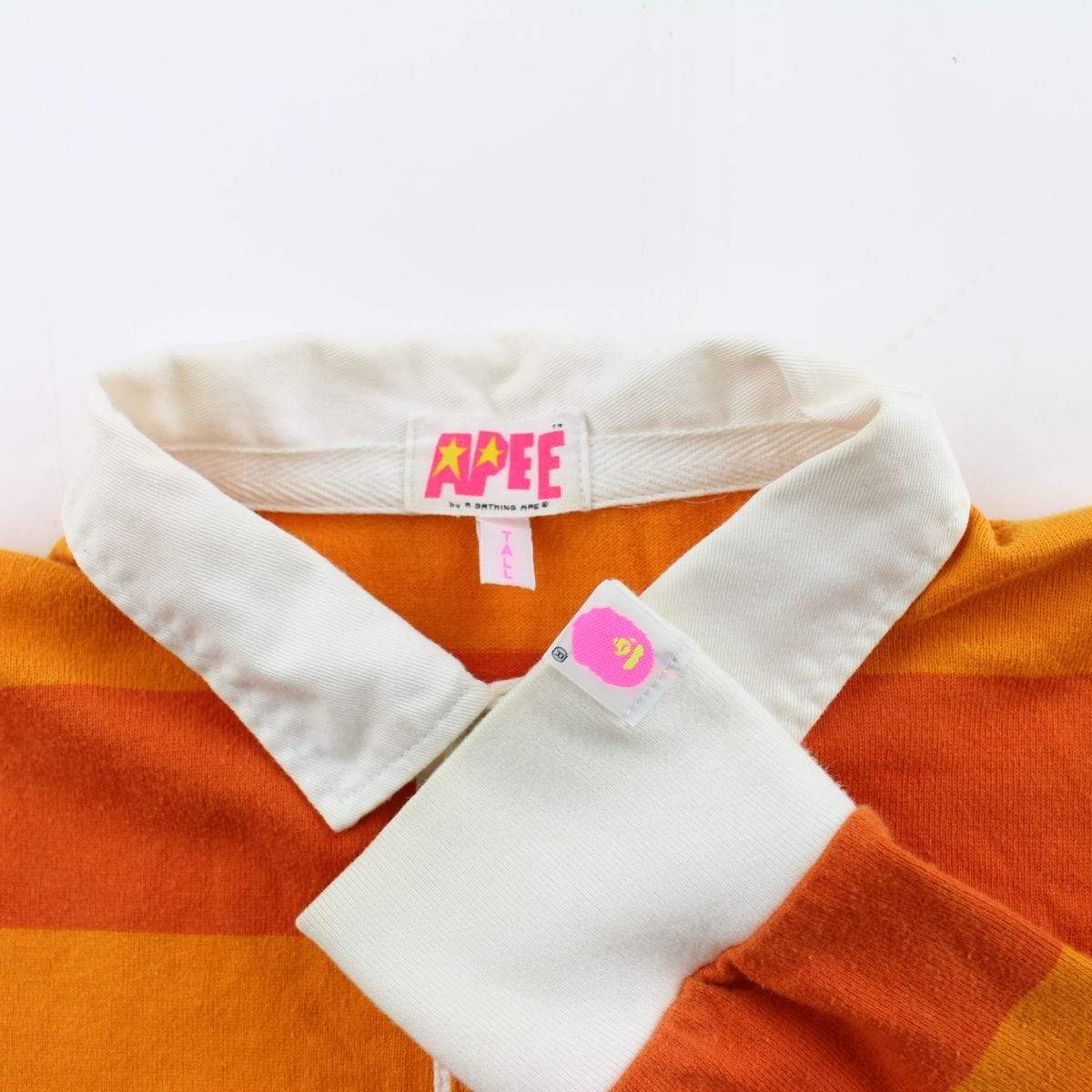 Bape Big Ape Logo Rugby Shirt LS Orange - SaruGeneral