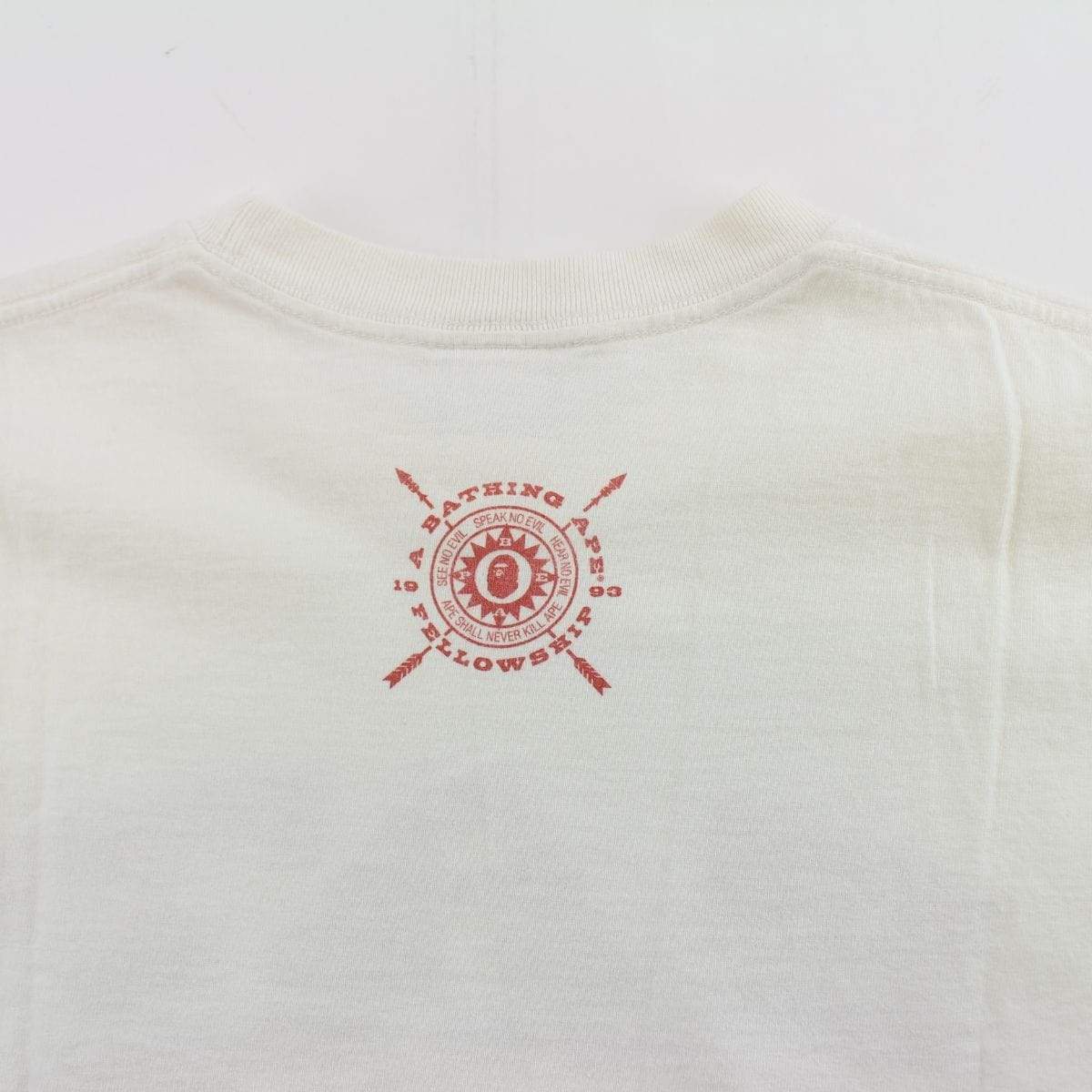 Bape Red Arc Text Tee White - SaruGeneral