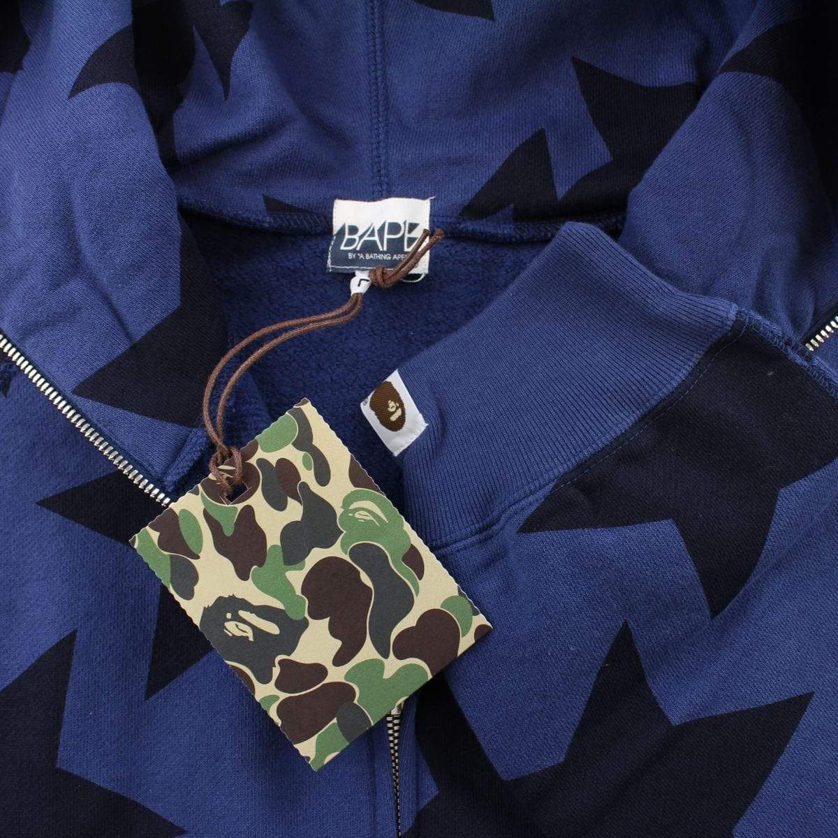 Bape Bapesta Allover Print Hoodie Navy - SaruGeneral