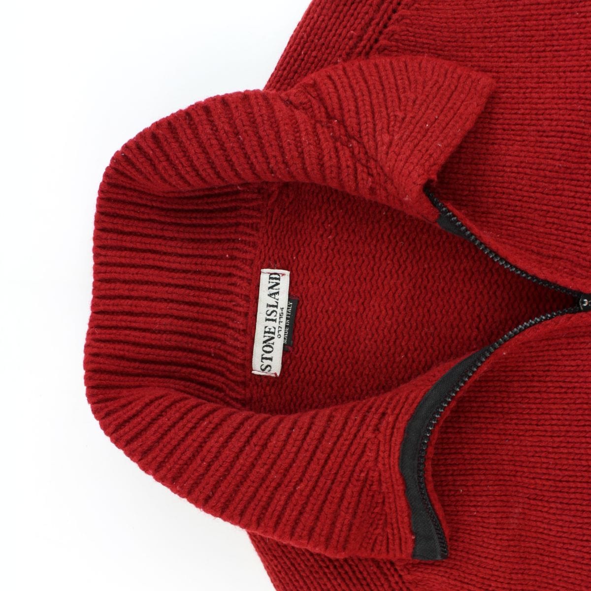 Stone Island AW 2004 Quarter Zip Knitted Jumper Red - SaruGeneral