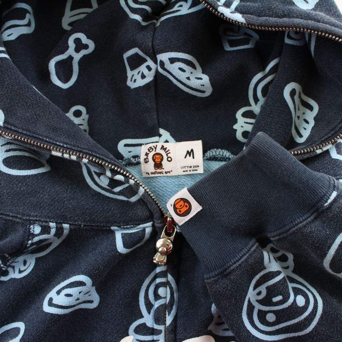 Bape Light Blue Baby Milo Food Monogram Fullzip Hoodie Navy - SaruGeneral