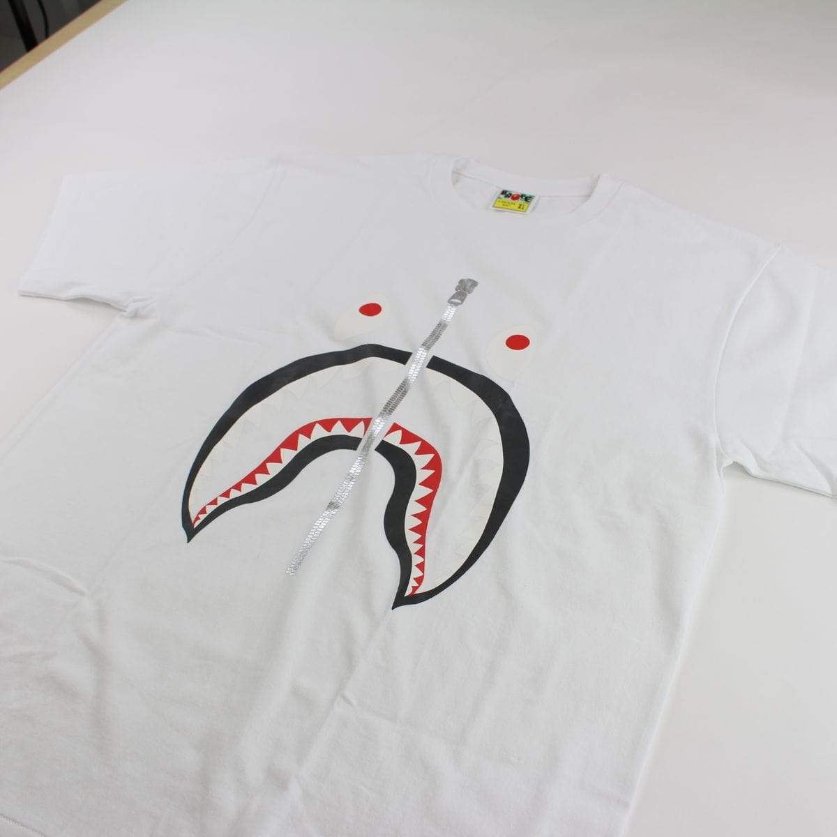 Bape Grey Shark Face Tee White - SaruGeneral