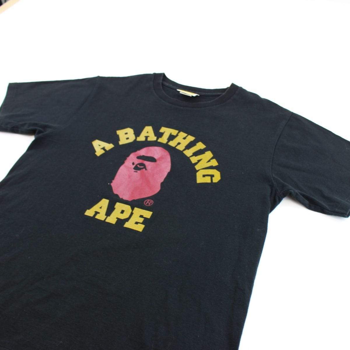 Bape Red Yellow College Logo Tee Black - SaruGeneral