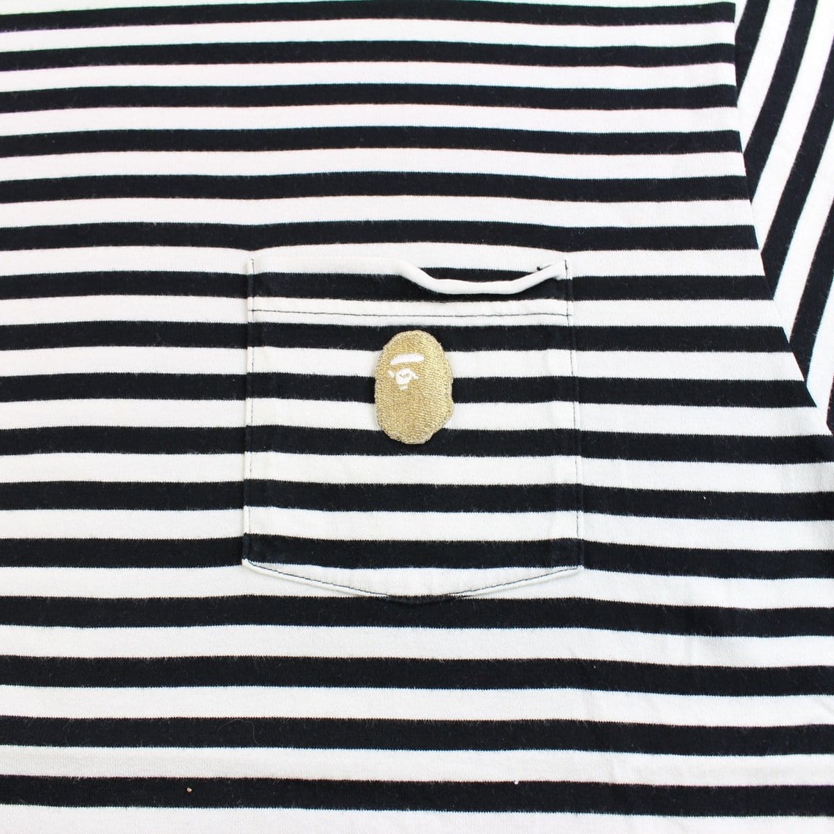 bape gold DSM point head logo stripe tee - SaruGeneral