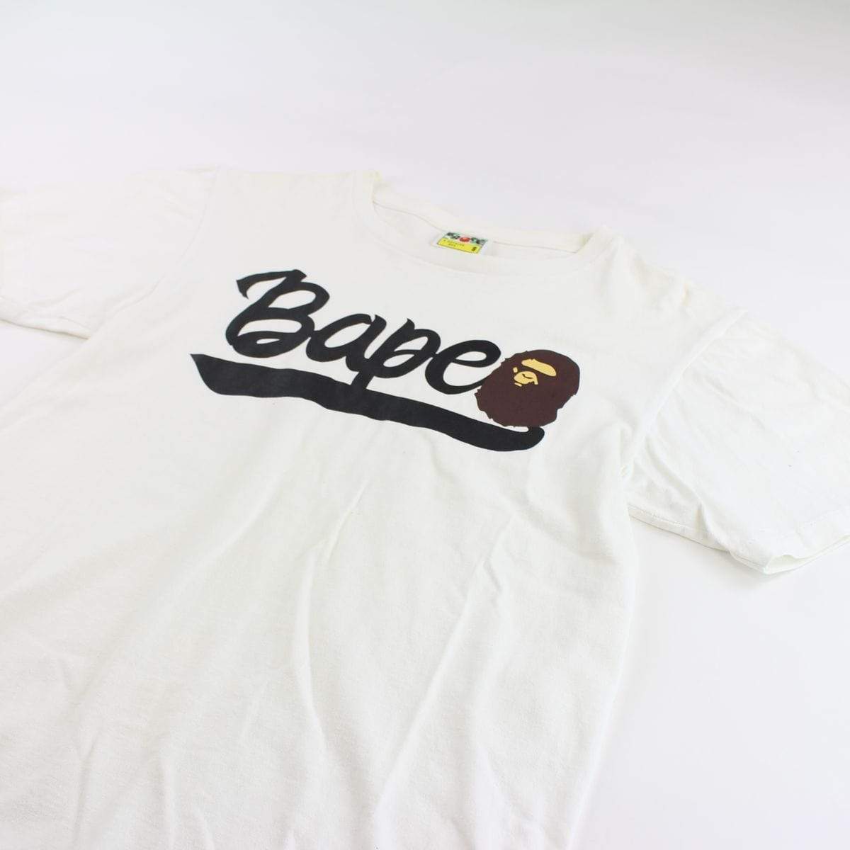 Bape Text Ape Logo Tee White - SaruGeneral
