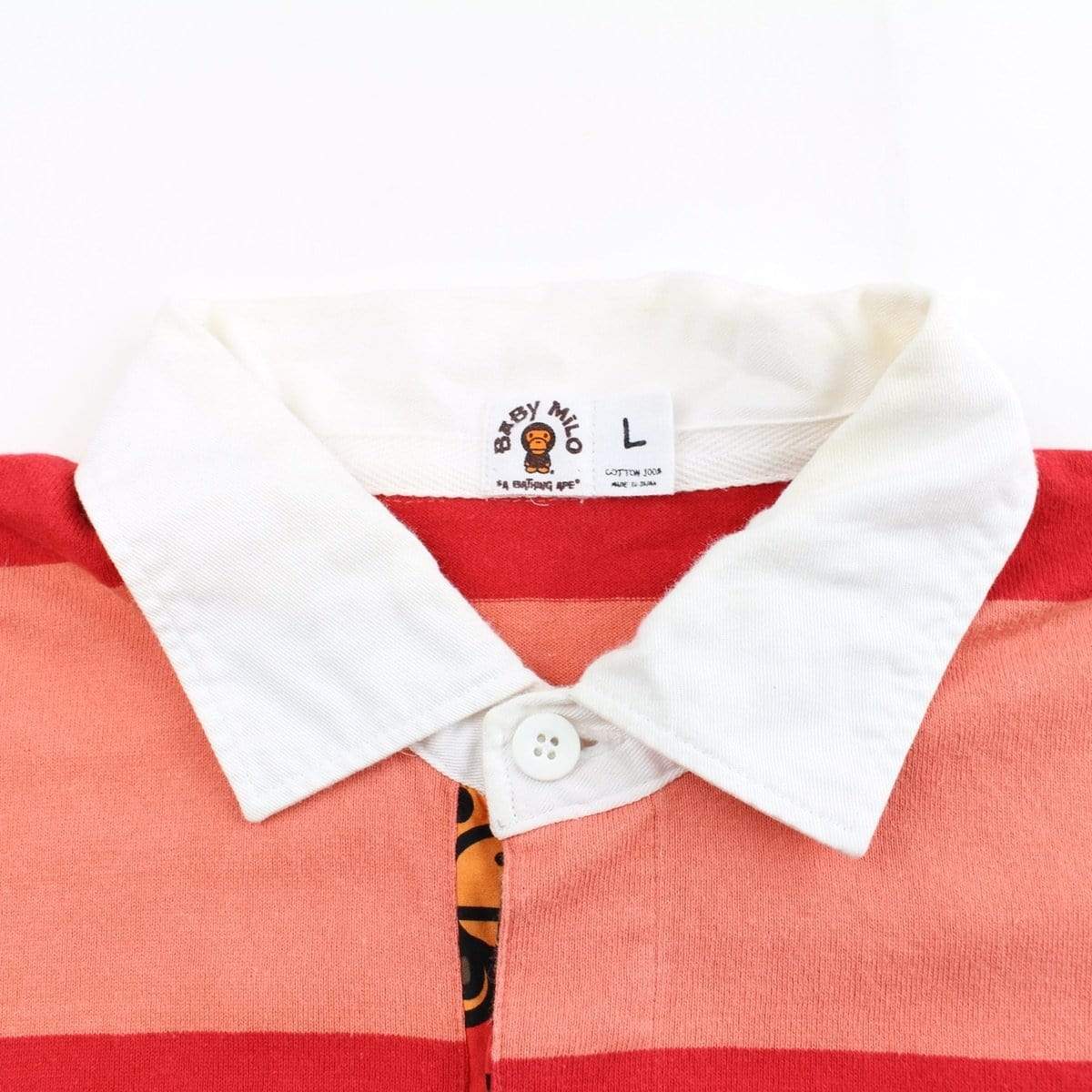 Bape baby milo peach stripe rugby shirt - SaruGeneral