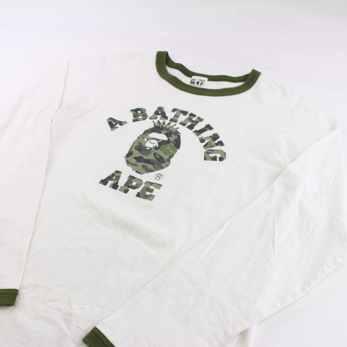 Bape x Kaws 1st Green Camo NYC College Logo Tee White - SaruGeneral